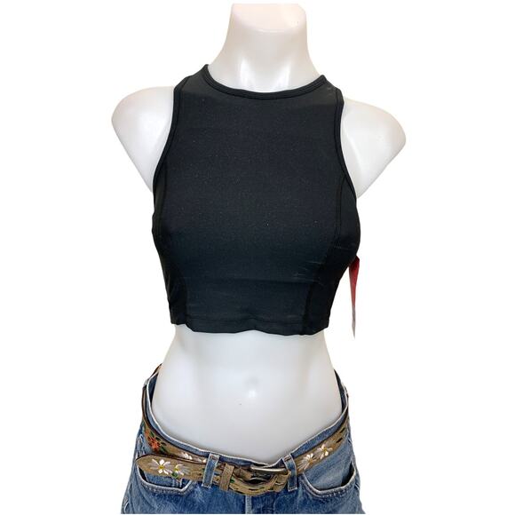 Betsey Johnson Black Sports Bra XS Longline Sparkle Glitter Low Impact NEW - Picture 1 of 6